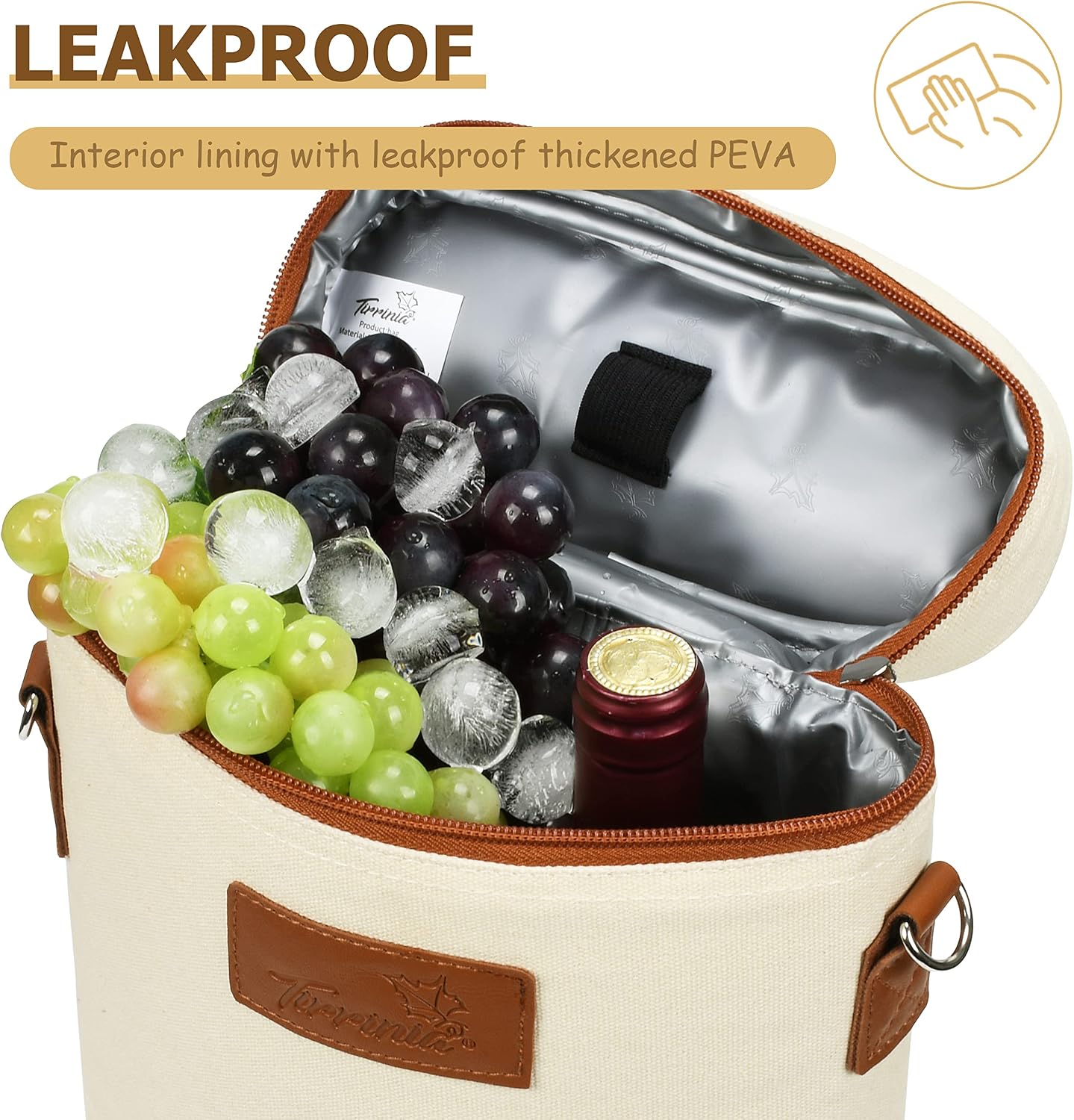 Tirrinia 2 Bottle Wine Gift Tote Carrier - Leakproof & Insulated Padded Versatile Wine Cooler Bag for Travel